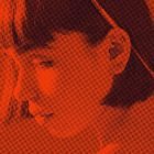 Halftone red shaded portrait of a person with short hair suitable for graphic design projects, print mockups, Photoshop effects, and artistic visual assets.