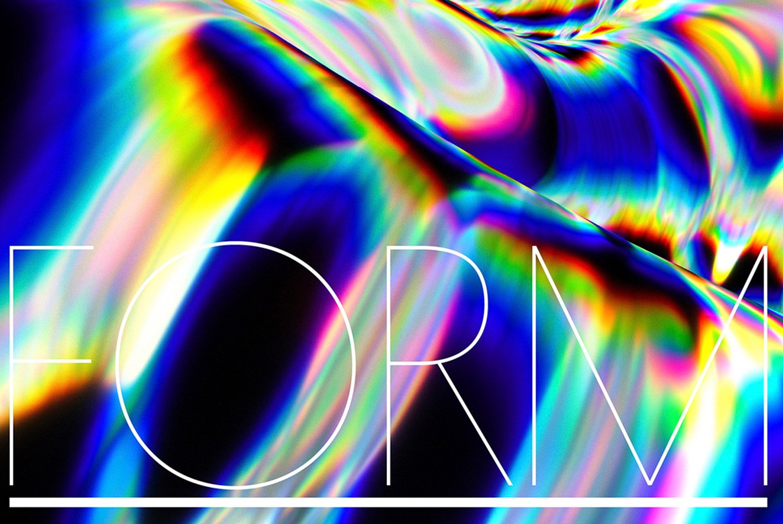 Holographic abstract background for graphic design projects with the word FORM overlayed. Perfect for Photoshop effects, digital art, vibrant visual designs.