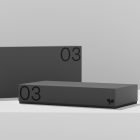 Black minimalistic rectangular packaging mockup on gray background ideal for product design branding and presentation. Keywords: packaging mockup, graphic design.