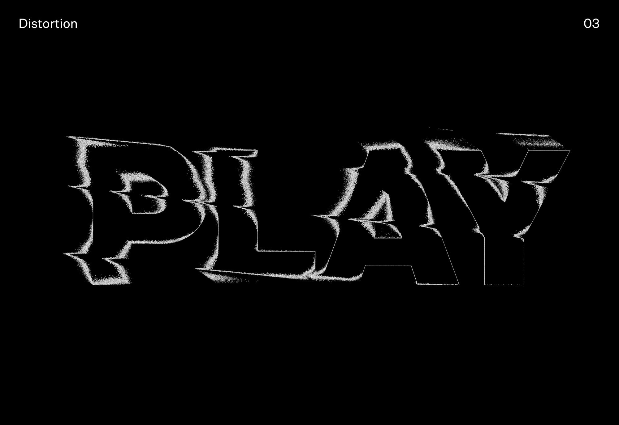 Distorted text effect reading PLAY against a black background perfect for graphic designers seeking unique Photoshop effects or type distortion graphics