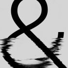 Distorted ampersand graphic with fragmented effect on a grayscale background suitable for graphic designers Photoshop effects digital assets print mockups