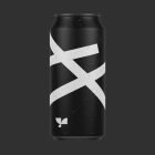 Black beverage can mockup with white abstract design and condensation droplets suitable for packaging mockups in graphic design, product branding, and presentations.