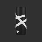 Minimal black beverage can packaging mockup with white abstract design useful for graphic designers print and packaging mockups digital assets collections