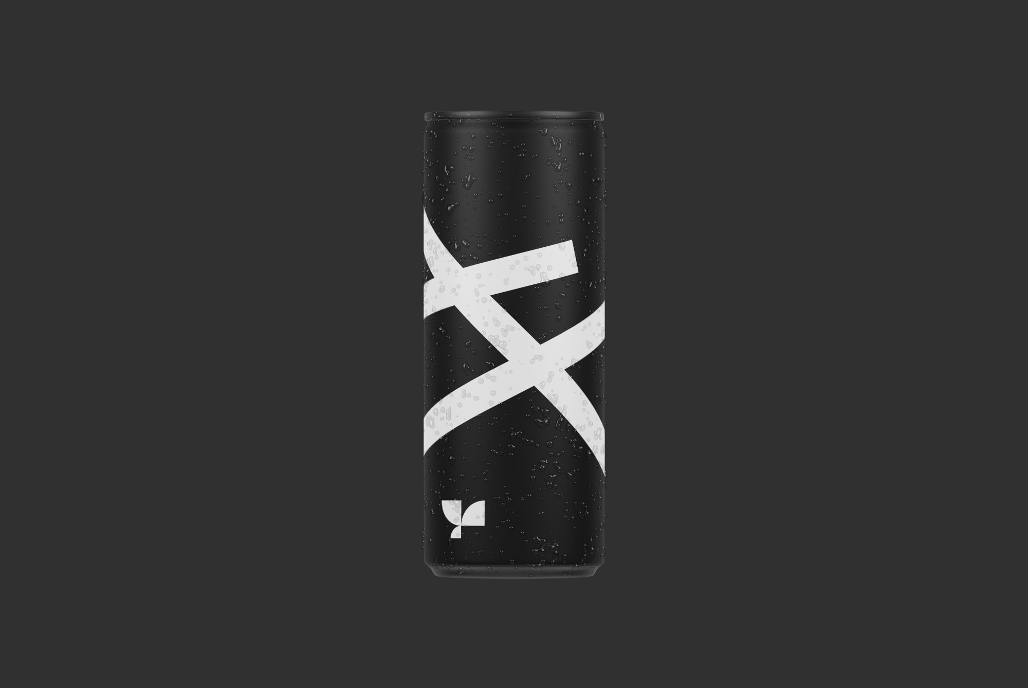 Minimal black beverage can packaging mockup with white abstract design useful for graphic designers print and packaging mockups digital assets collections