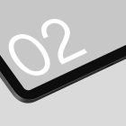 Close-up of a tablet screen with the number 02 displayed, perfect for tech mockups and digital asset presentations for graphic designers.