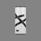 Minimalist beverage can mockup with abstract black and white design, suitable for packaging mockups, perfect for graphic designers and branding projects.