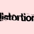 Distorted black text effect on a pastel pink background spelling distortion suitable for graphic designers looking for Photoshop effects and graphic assets.