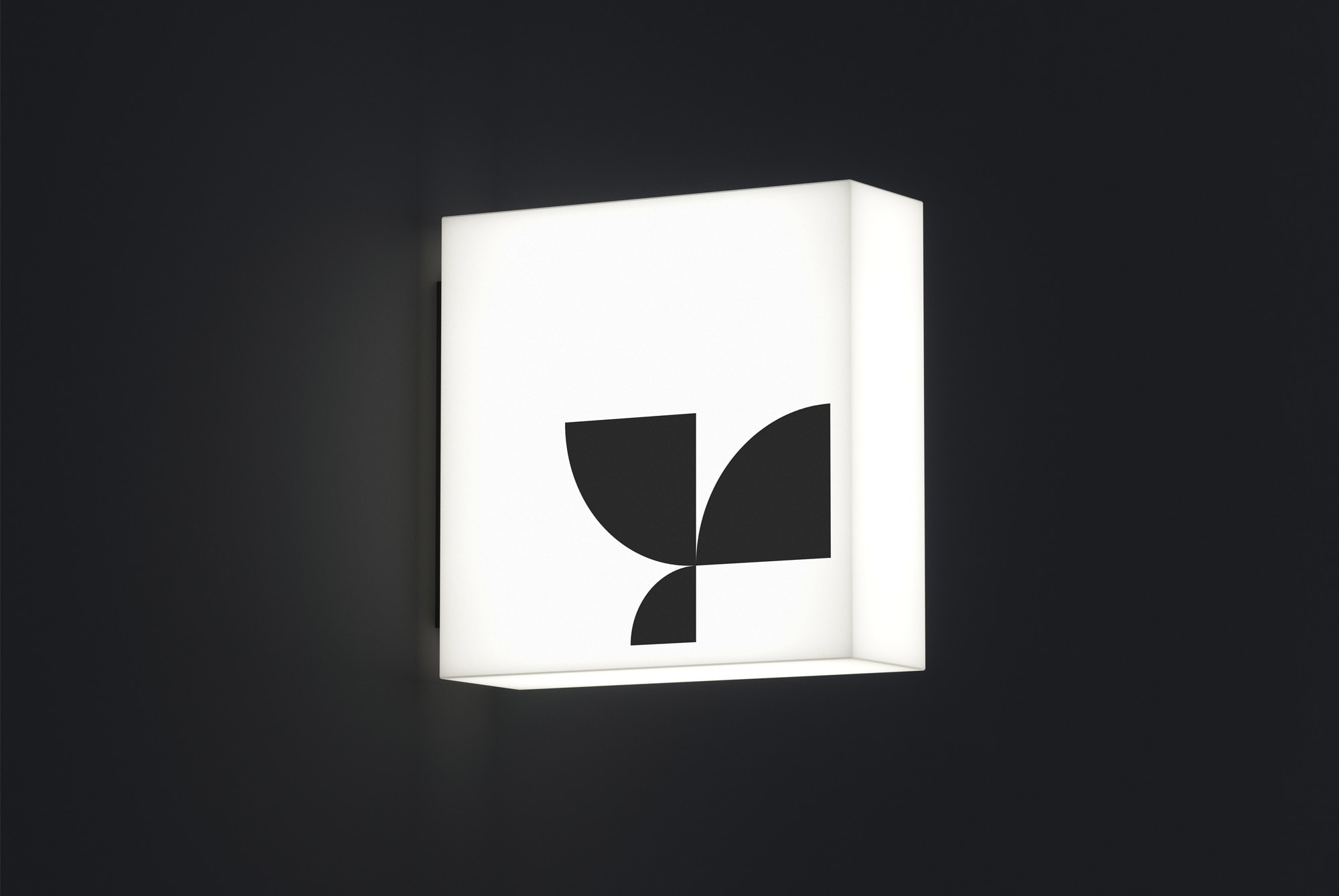 Modern billboard mockup with abstract black and white design on illuminated rectangular frame suitable for graphic designers and advertising professionals.