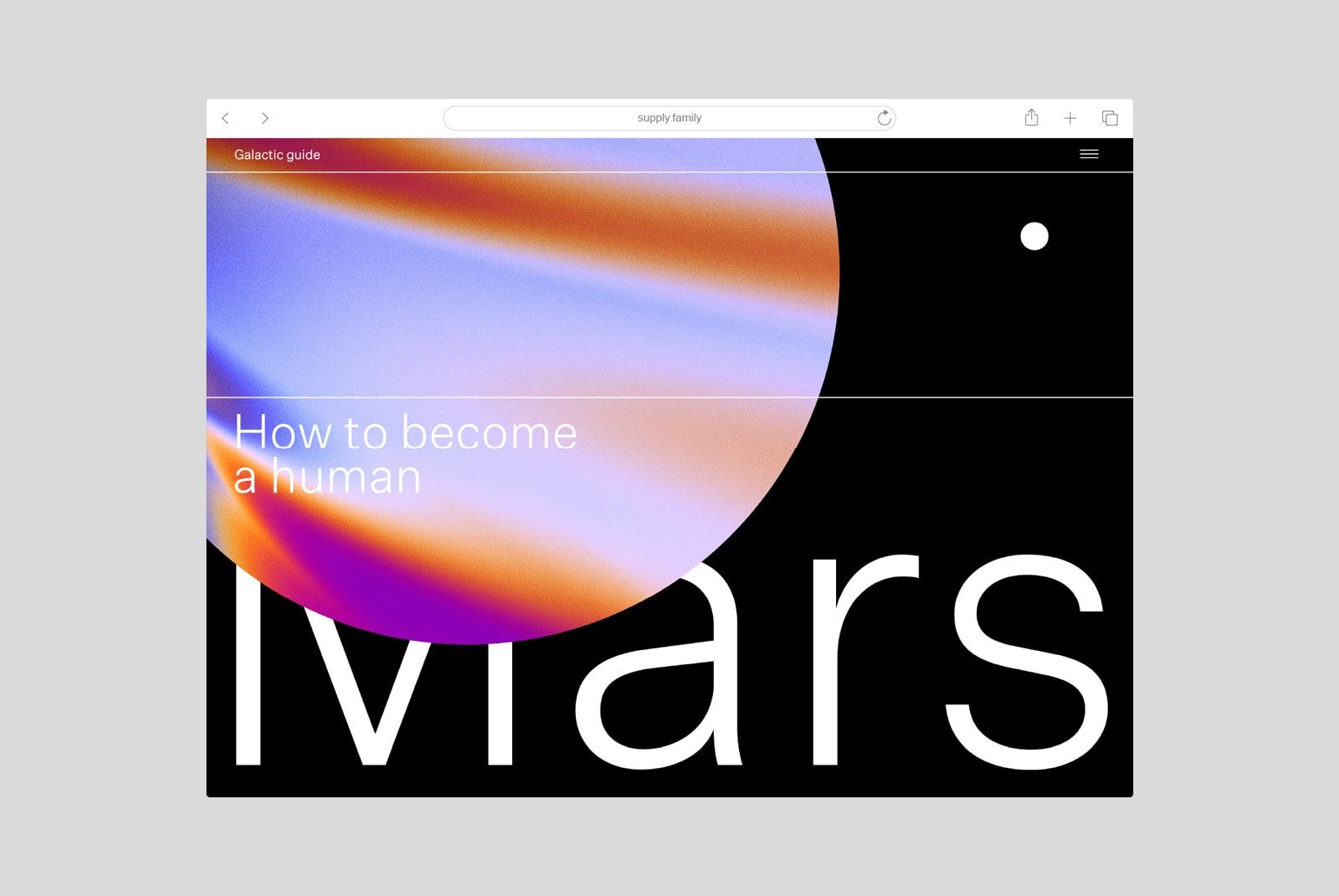 Abstract graphic design template with vibrant gradient planet and bold text How to become a human in modern font useful for graphic designers digital assets.