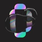 Digital abstract graphic featuring fluid shapes with iridescent gradient overlay, ideal for tech mockups, print designs, and creative Photoshop effects