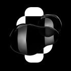 Abstract black and white 3D graphic depicting distorted shiny bubbles overlaid on simple geometric shapes ideal for graphic design and Photoshop effects.