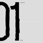 Typography distortion effect great for graphic designers. Large black number 01 on grey background with distressed edges. Ideal for digital and print projects.