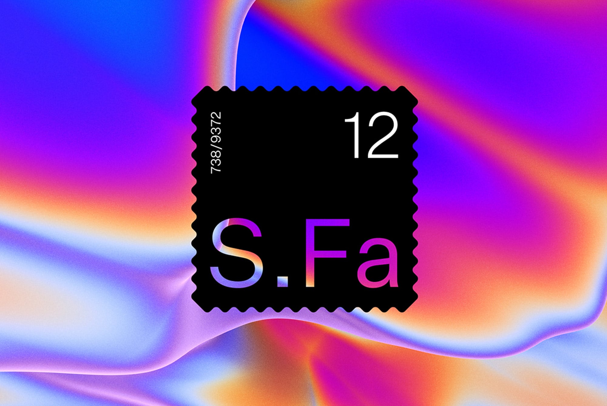 Colorful abstract background with a dark square featuring text S. Fa and numbers. Suitable for graphic designers, digital assets, graphics, print mockups.