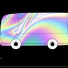 Vibrant holographic van mockup with rainbow gradient, titled Undertone 02 Gradient Collection. Ideal for graphic designers, tech mockups, and print projects.
