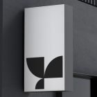 Rectangular outdoor billboard mockup with minimalist geometric design on modern building exterior. Ideal for graphic designers print mockups SEO.