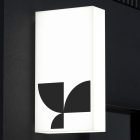 Outdoor lightbox billboard mockup with modern geometric design, perfect for storefront branding. Ideal for graphic designers looking for realistic presentation.