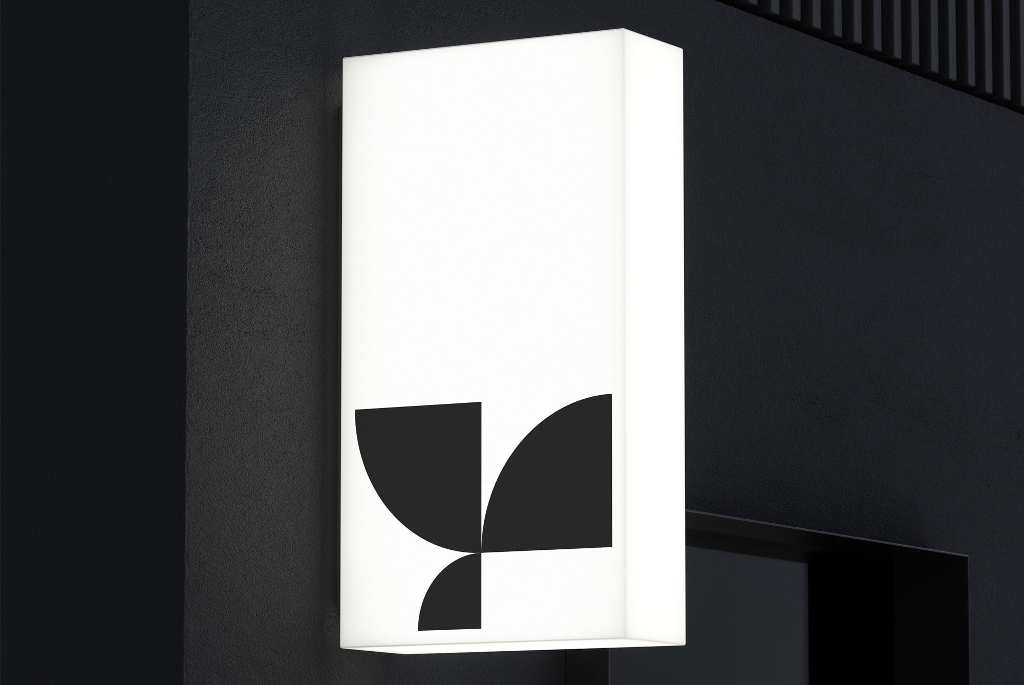 Outdoor lightbox billboard mockup with modern geometric design, perfect for storefront branding. Ideal for graphic designers looking for realistic presentation.