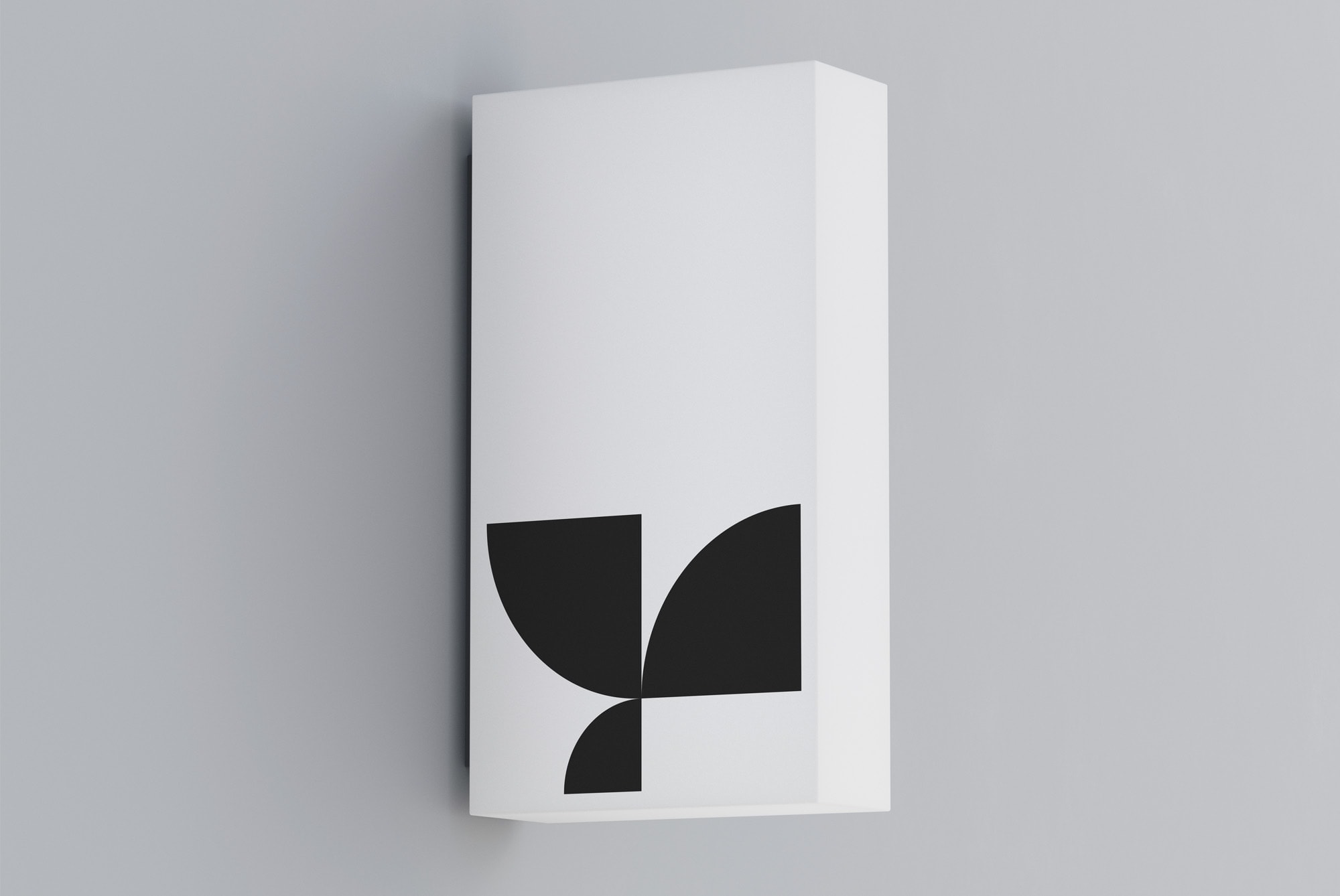 Minimalist packaging mockup with geometric black and white design showcasing modern branding elements for graphic designers in need of versatile assets