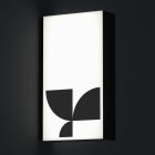Minimalist billboard mockup design with abstract geometric shapes on a vertically wall mounted rectangular light box suitable for graphic designers marketing print