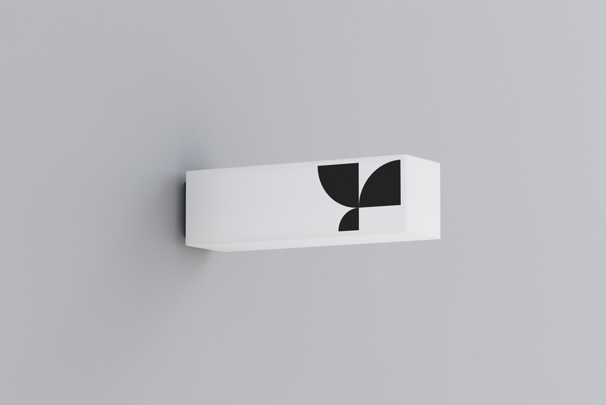 Minimalist packaging mockup featuring a white rectangular box with geometric black design against a plain gray background ideal for graphic designers
