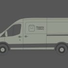 Delivery van mockup side view, suitable for graphic designers. Design a delivery van graphic, perfect for print mockups, packaging mockups.