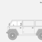 Side view line art illustration of Bollinger B1 Van for graphic designers including vehicle mockup template automotive vector architecture design illustration