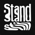 Distorted text effect spelling Stand Still on a black background. Ideal for graphic designers, Photoshop effects, digital design assets, typography mockups.