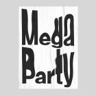 Wrinkled poster mockup with bold black text Mega Party on a white textured background perfect for graphic designers print mockups poster templates SEO.