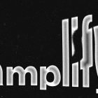 Amplify typography design with a textured, stencil-like effect on a dark background suitable for graphics, print mockups, and Photoshop effects.