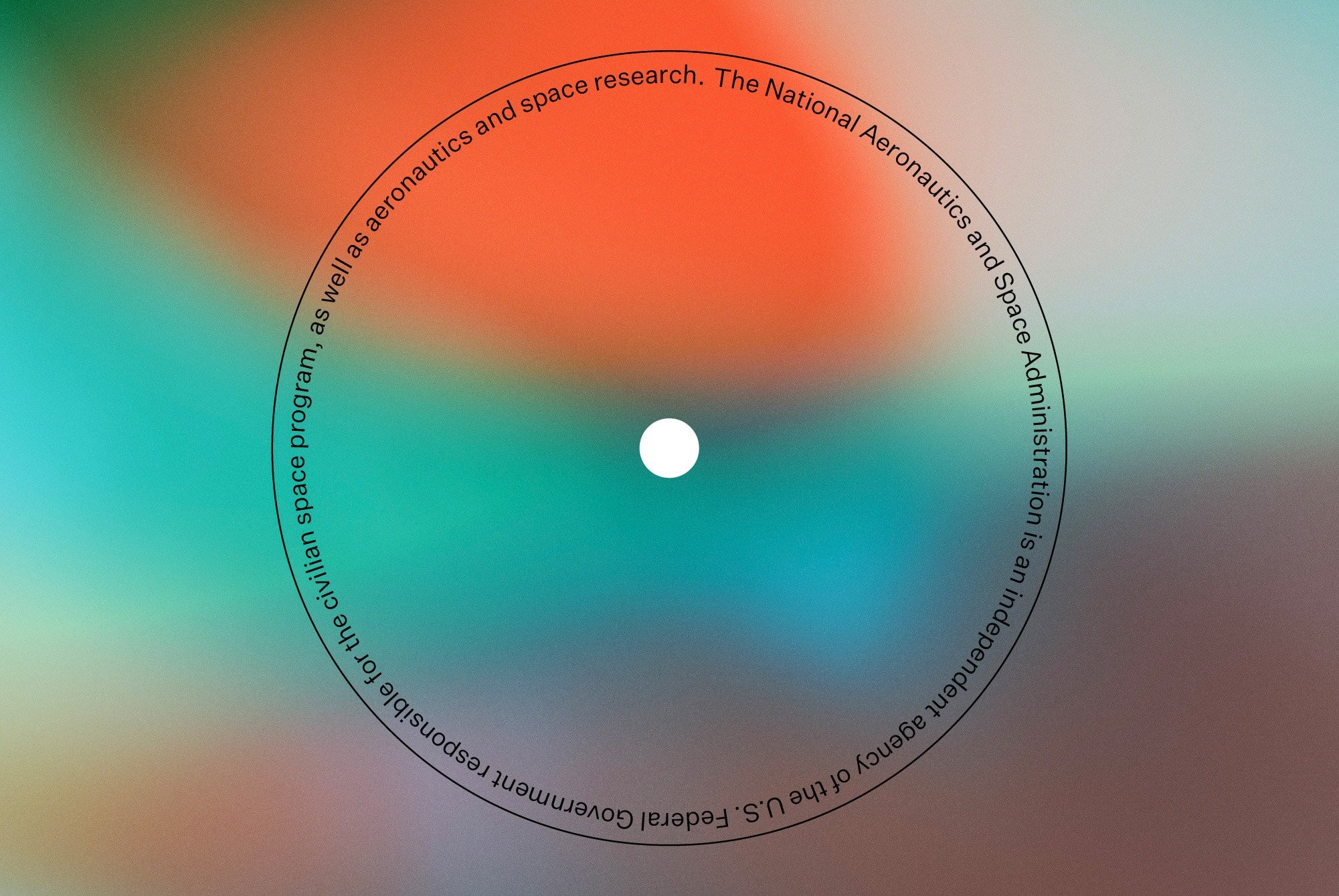 Abstract background with circular text featuring The National Aeronautics and Space Administration. Suitable for graphic designers in the Print mockups category.