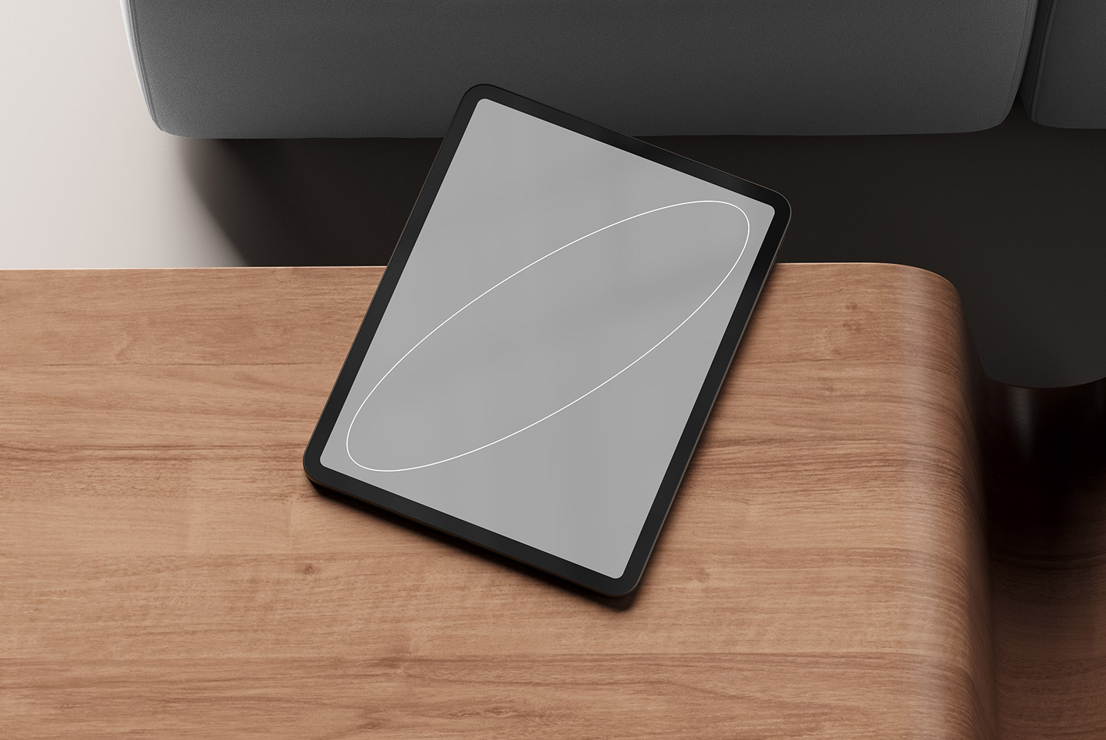Tablet mockup on wooden table tech mockup with modern design ideal for graphic designers for showcasing digital assets SEO mockup resources high resolution