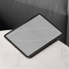 Tablet mockup on marble table and gray sofa in background ideal for showcasing UI design tech mockup tablet screen graphical assets digital display designers