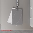 ID card mockup on a keychain lanyard on a grey table. Suitable for tech mockups and graphic designers.