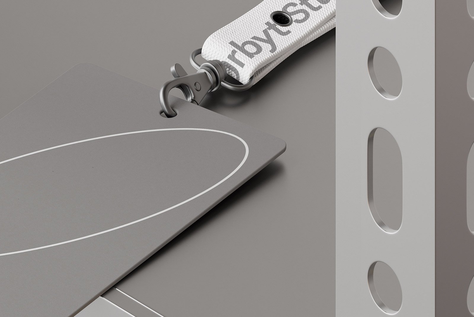 Lanyard with attached ID card mockup on a modern background perfect for print mockups graphic designers tech mockups high-quality digital assets sleek design