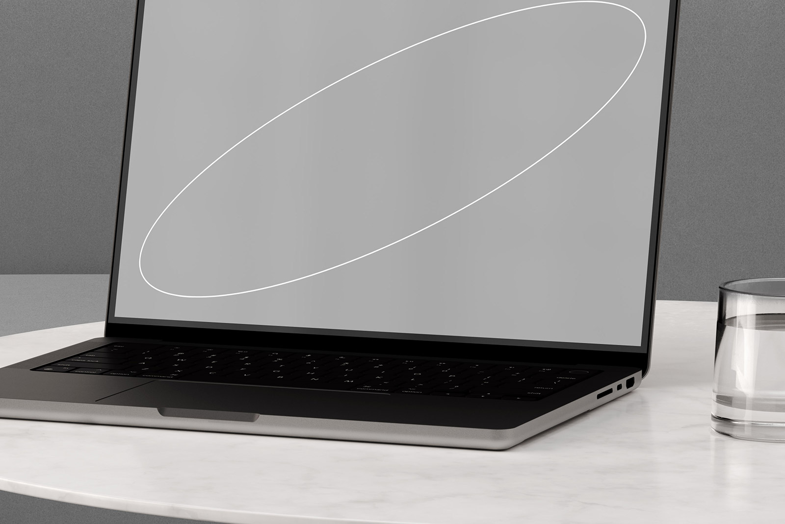 Laptop tech mockup on marble table with minimalist design target audience graphic designers SEO keywords tech mockup minimalist laptop mockup.